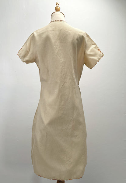 Piper | Vintage 1960s/1950s Scallop trim embroidered drawstring dress