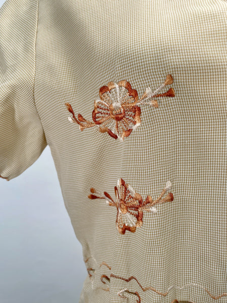 Piper | Vintage 1960s/1950s Scallop trim embroidered drawstring dress