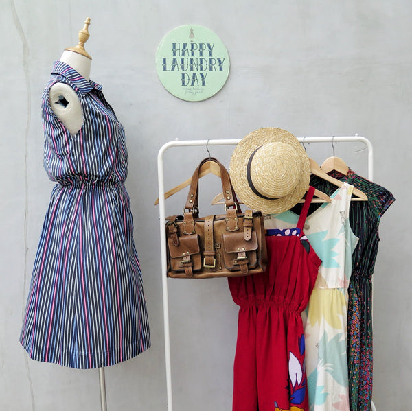 Sarah-Ann | Vintage 1970 1980s vertical stripe sleeveless straight-cut Dress