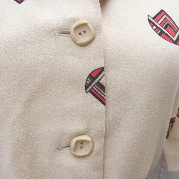 SALE! | Blush from the past | Vintage 1960s pink blush beige Geometric Tulip print Shift Dress