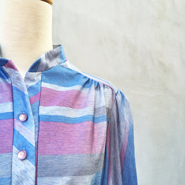 SALE! | Sheen-a Hippie Princess | Vintage 1970s elegant hostess Striped ombre longsleeve Dress