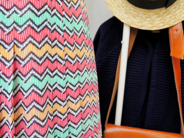Ziggy Zig Zig | Vintage 1960s 1970s pleated Zig Zag Chevron striped skirt