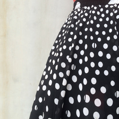 Tap Dance Molly | Vintage 1950s 1960s Full Black white Polka dots circle swing skirt