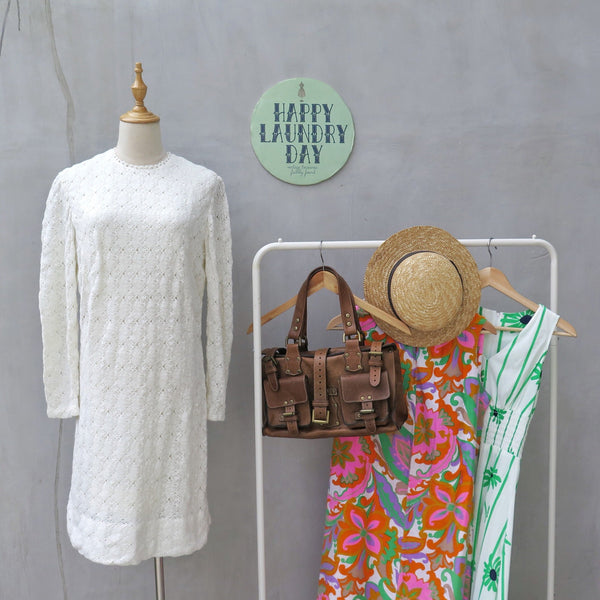 Shelia | Vintage 1960s crochet white sheath dress