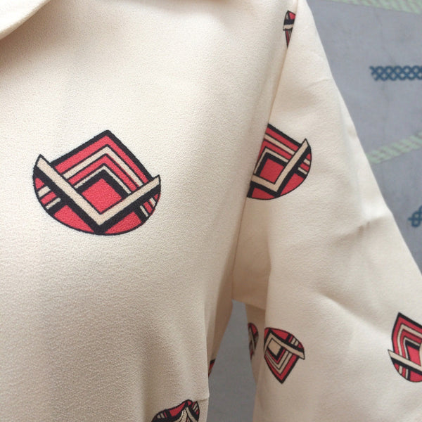 SALE! | Blush from the past | Vintage 1960s pink blush beige Geometric Tulip print Shift Dress