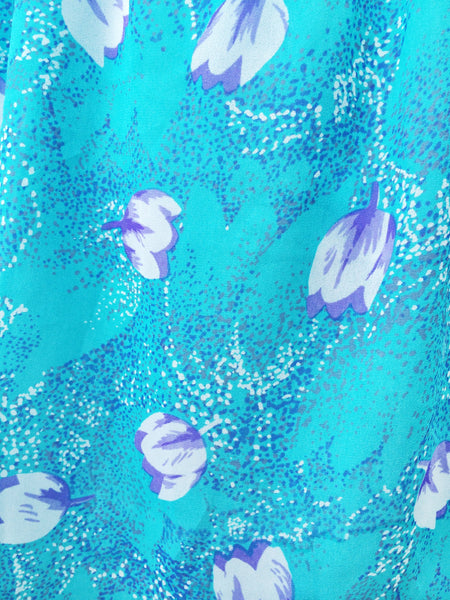 Holland Blossoms | Vintage 1960s Twiggy mod floral print Blue tulip short dress
