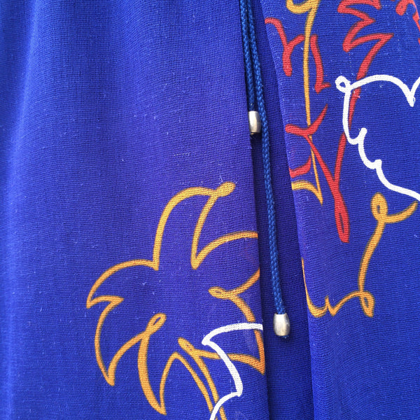 Sunset boulevard | Vintage 1980s Plam trees Outline print Day Work dress