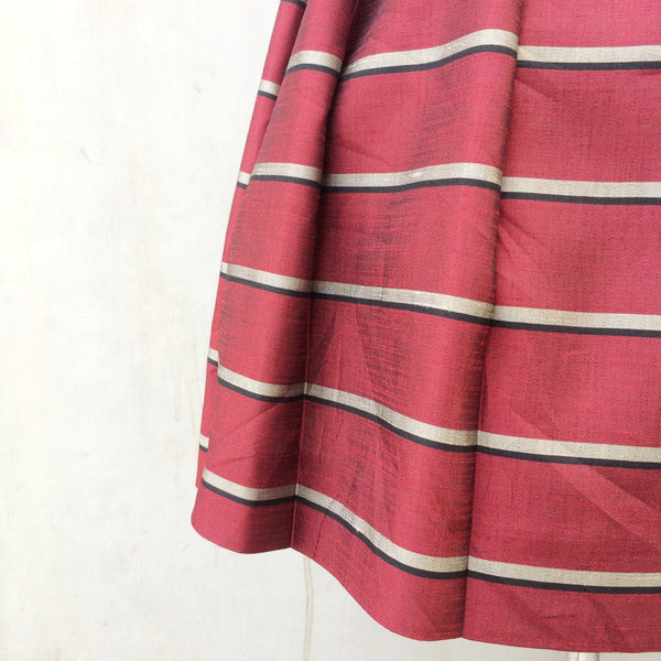 Party on, Red! | Vintage 1960s 1950s Party skirt in Deep berry red and stripes
