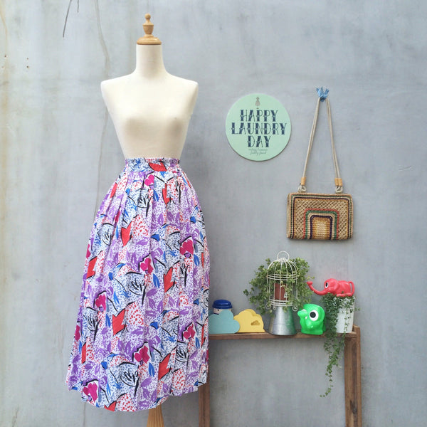 Summer Shapes | Vintage geometric Pop art funky groovy 1980s printed Pleated Skirt