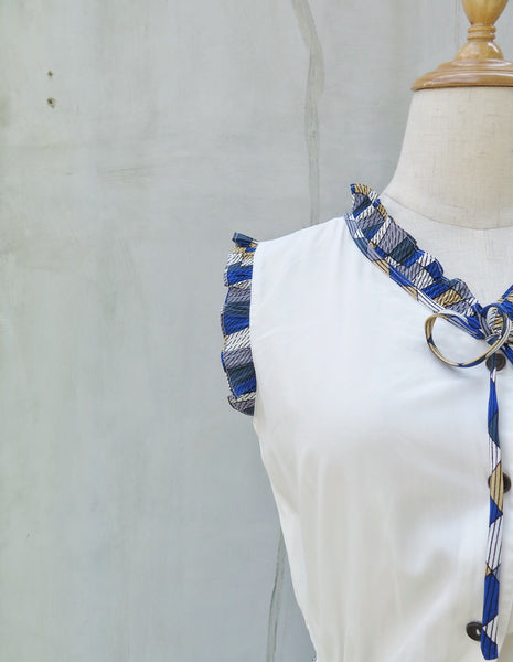 Alexis | Vintage 1960s 1970s Pleated frill accents Sleeveless Dress