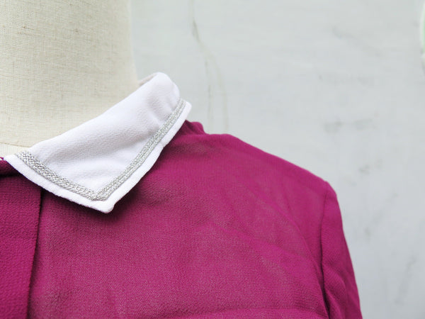 Maureen | Vintage 1950s 1960s Contrast schoolgirl Collar Burgundy Purple Dress