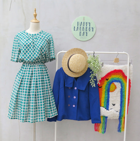Matcha | Vintage 1960s/70s green and ocra Swing skirt dress