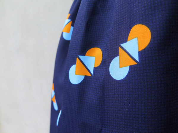 Chromosomatic | Vintage 1960s 1970s geometric Dot and Square print Navy blue Retro Mod Mini dress