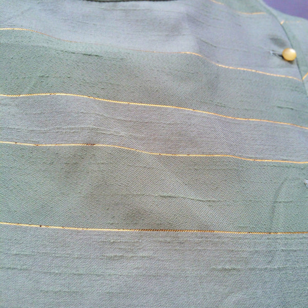 SALE! | Pastilles Bon Bon | Vintage 1950s asymmetric buttons Gold thread Pastel green Dress