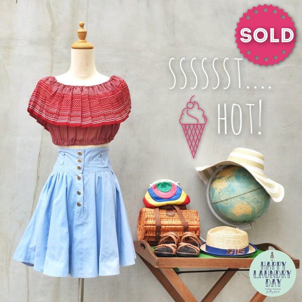 SALE! |  Sssst... Hot! | Retro 60s sexy swing cropped top Red polka dot print