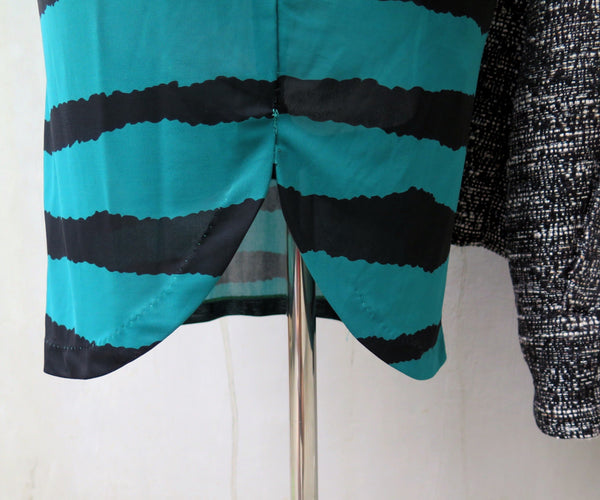 SALE! | Karine | Vintage 1980s-does-1940s Sexy Black Emerald green Bodycon Batwing dress