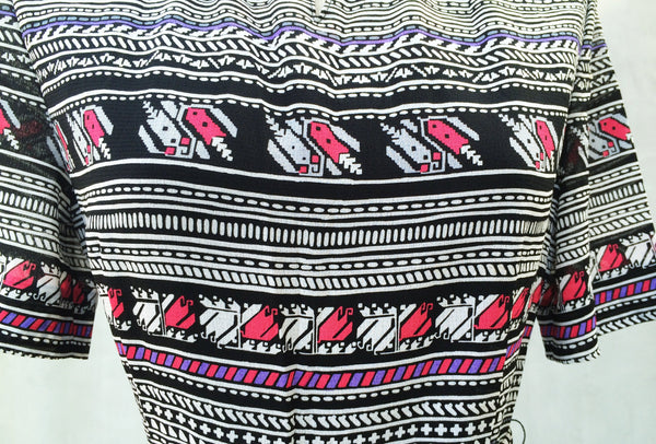 SALE! |Animation Wonderland | Vintage 1970s ethnic aztec and tribal print Day dress
