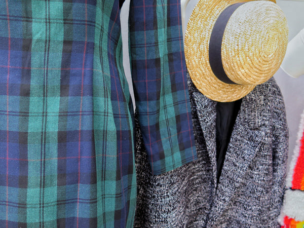 Walk the Walk | Vintage 1980s 1990s plaid tartan Blue Green Clueless Movie inspired style Shift Dress Grunge Chic