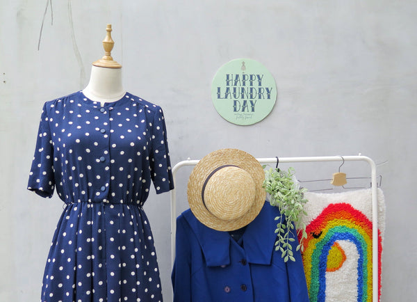 Mandy | Vintage 1950s 1960s Polka dot textured fabric Short-sleeve Day Dress
