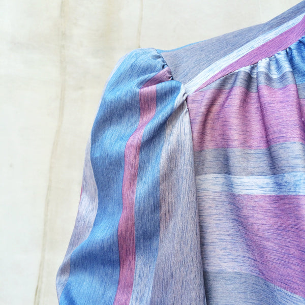 SALE! | Sheen-a Hippie Princess | Vintage 1970s elegant hostess Striped ombre longsleeve Dress