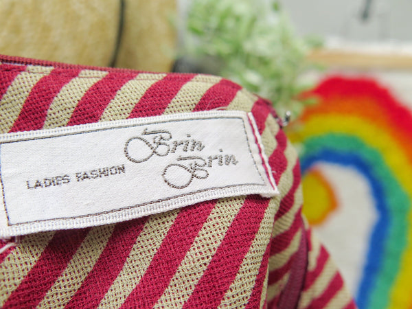 Christmas Cranberry | Vintage 1950s 1960s Candy cane stripes Day dress