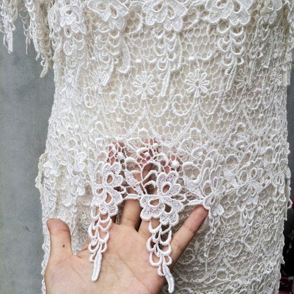 Laced with Cream | Vintage 1980s-does-1920s Lace Wiggle Dress | Vintage wedding dress or dinner gown