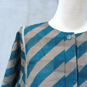 SALE! | Vintage 1980s Dark Teal and Khaki striped Dress