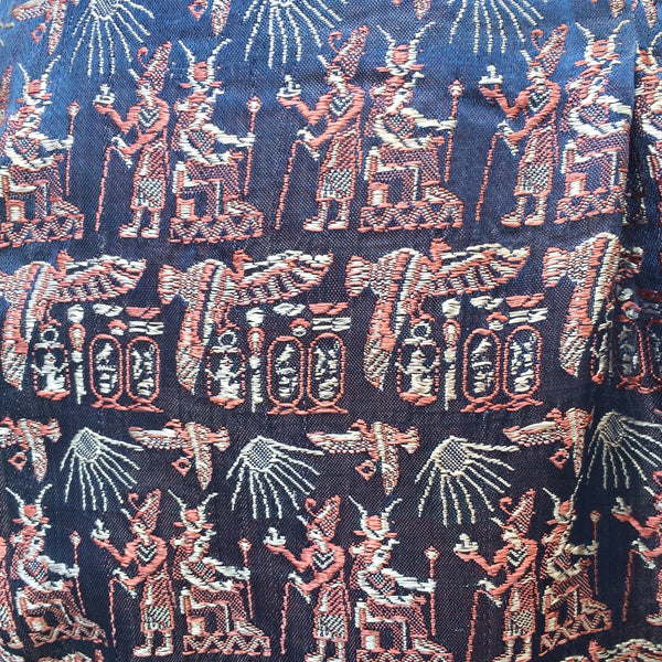 SALE! | Cairo Holiday | Vintage 1980s embroidered fabric Egyptian Hieroglyph Wiggle Skirt with POCKETS