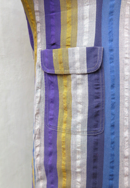 Sammy | Vintage 1960s 1970s retro disco mod cheesecloth Vertical stripes Shift Dress