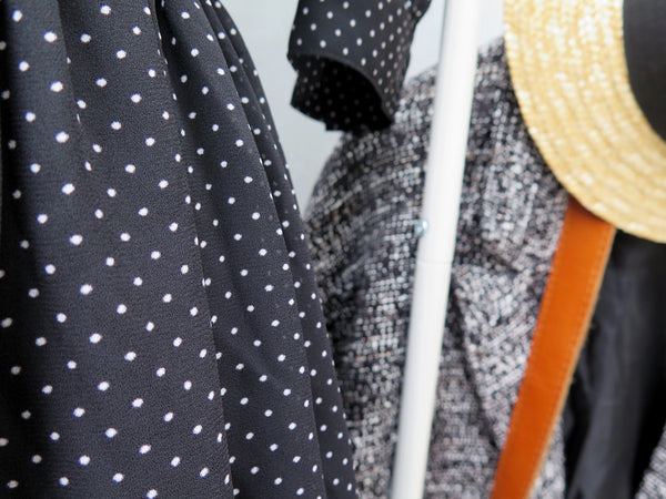 Black or white | Vintage 1980s does 1940s black dress with white polka dots