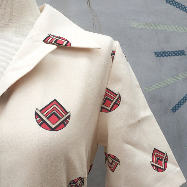 SALE! | Blush from the past | Vintage 1960s pink blush beige Geometric Tulip print Shift Dress