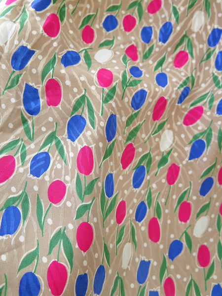 Trudy | Vintage 1960s 1970s satin retro summer tulip print skirt