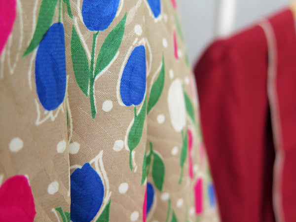 Trudy | Vintage 1960s 1970s satin retro summer tulip print skirt