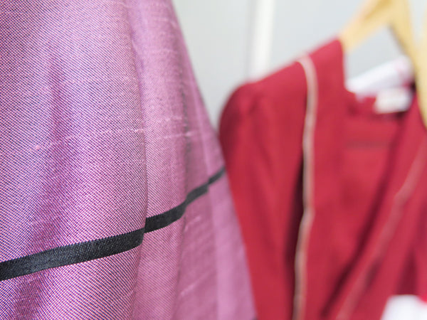 Twain | Vintage 1950s 1960s silk sheen violet purple and striped skirt