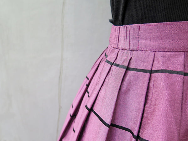 Twain | Vintage 1950s 1960s silk sheen violet purple and striped skirt