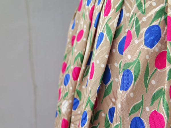 Trudy | Vintage 1960s 1970s satin retro summer tulip print skirt