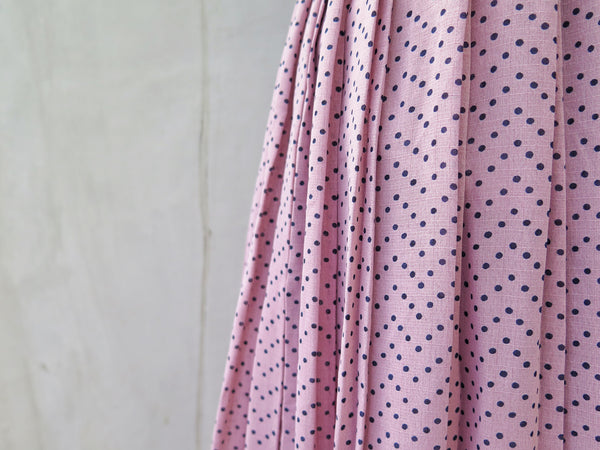 Hannah | Vintage 1960s 1970s lavender purple polka dot pleated chiffon skirt
