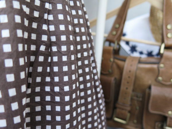 MUST HAVE! | Saràda | Vintage 1950s 1960s asymmetric front motif brown square checkered dress
