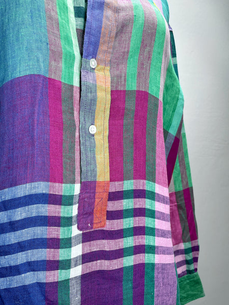 2021 Ralph Lauren Madras rainbow coloured Linen shirt dress