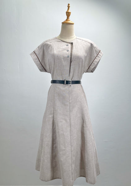 Terry | Vintage 1980s-does-1940s asymmetrical button flap dress