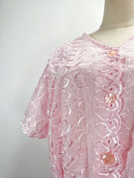 { Rare find } | Jane Eyre | Vintage 1970s1980s lace dress in pink with scallop trims