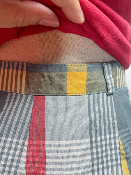 Eva | Vintage 1970s plaid yellow red grey skirt with big pockets
