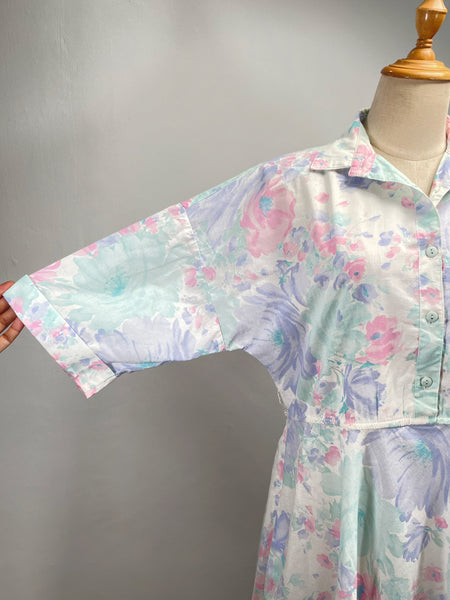 Bonnie | Vintage 1980s Pastel pink purple and blue American Shirtdress (Copy)