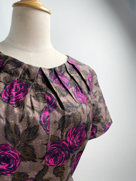 Viva En Rose | Vintage 1950s 1960s Madmen era cocktail dress with rose print