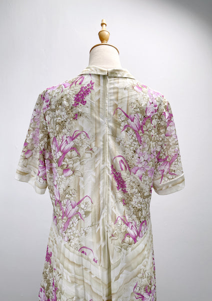 Meridian | Vintage 1980s orchid floral print XL dress