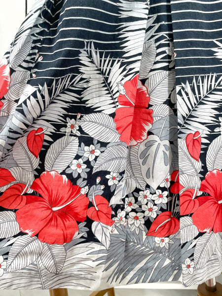 1950s 1960s floral tri-Color pinstripe sleeveless dress | Saffri |