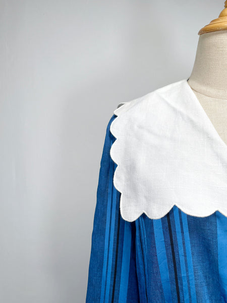 { Rare find } Midge | Vintage 1970s Royal blue Leslie Fay dress with Big scalloped collar