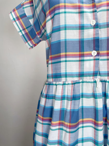Maris | Vintage 1980s does 1950s Blue multicoloured Checkered Dress