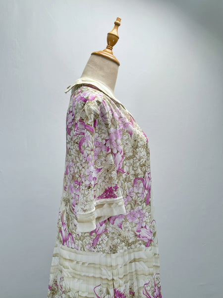 Meridian | Vintage 1980s orchid floral print XL dress