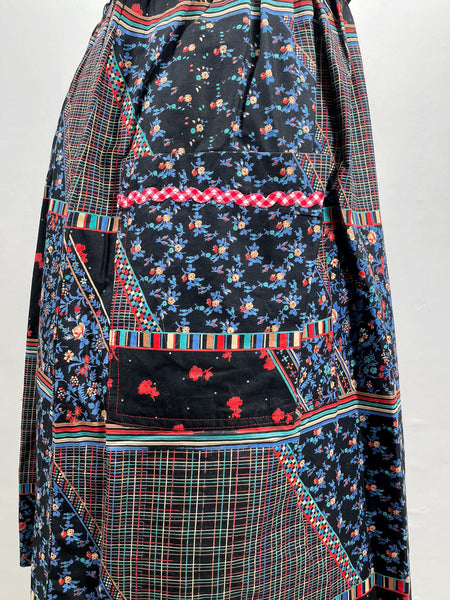 Artie | Vintage 1960s 1970s mixed print floral and grid lines geometric dress